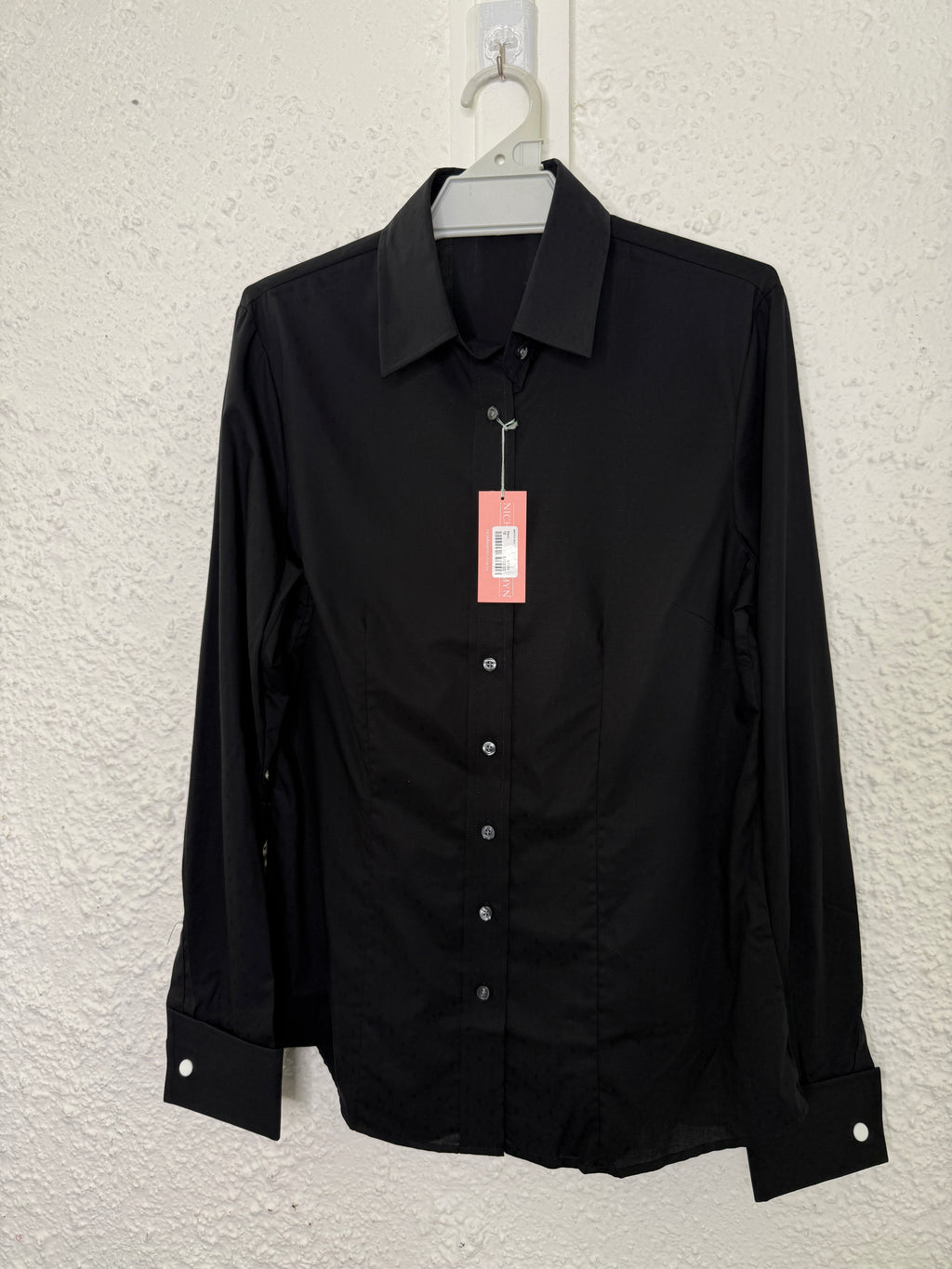 Nicholas Jermyn Black Cotton Fitted Shirt Sz 12 NEW!😀25/8