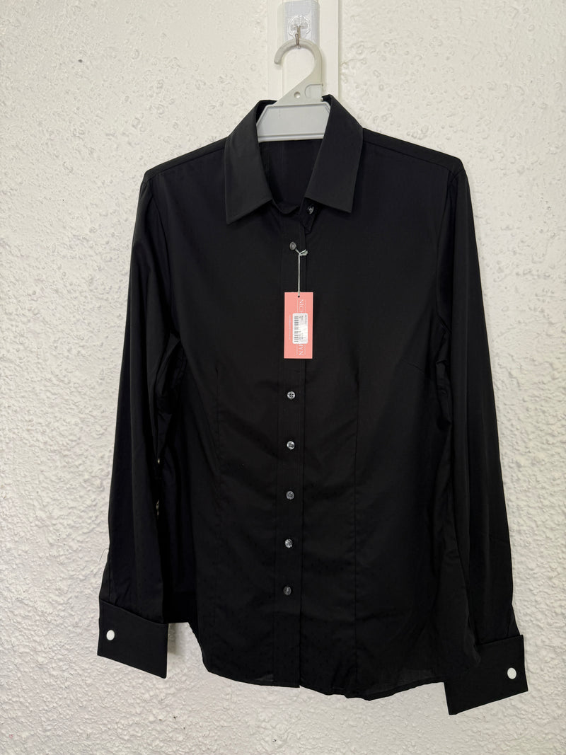 Nicholas Jermyn Black Cotton Fitted Shirt Sz 12 NEW!😀25/8