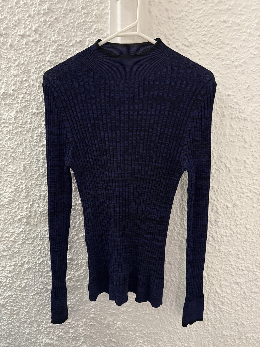 Cue Purple/Black Viscose Blend Ribbed Top Sz L😀16/6