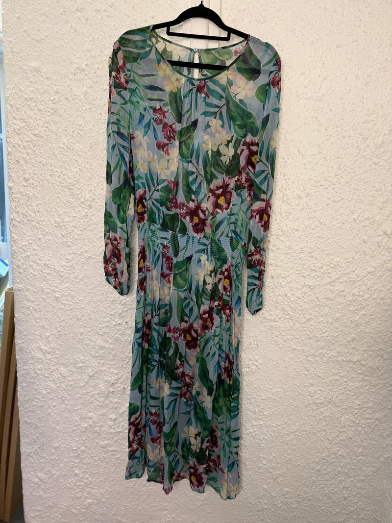 Decjuba green viscose floral dress No Sz (beat fit Sz 10-12)😀1/12