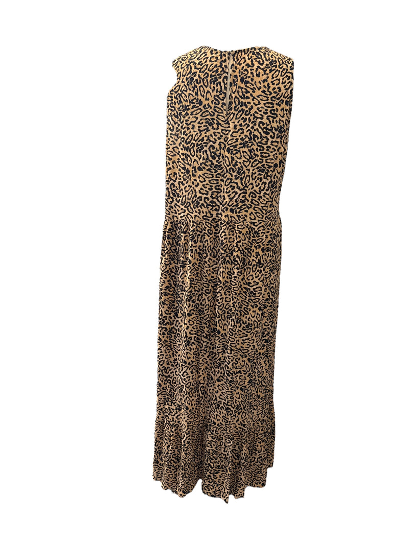 Decjuba Brown Animal Print Midi-Maxi Dress Sz 12 ⭐️