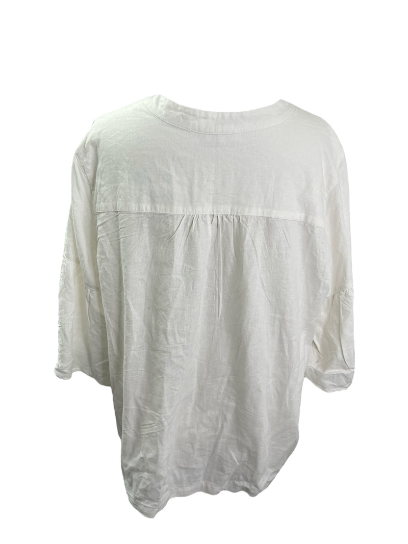 Whistle White Linen Blend Top Sz 16 🩷