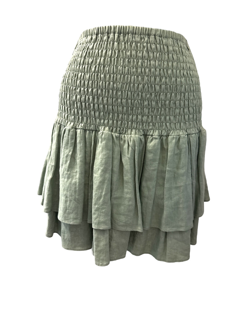 Seeking Lola Light Olive Linen Skirt Sz 10 ⭐️⭐️⭐️