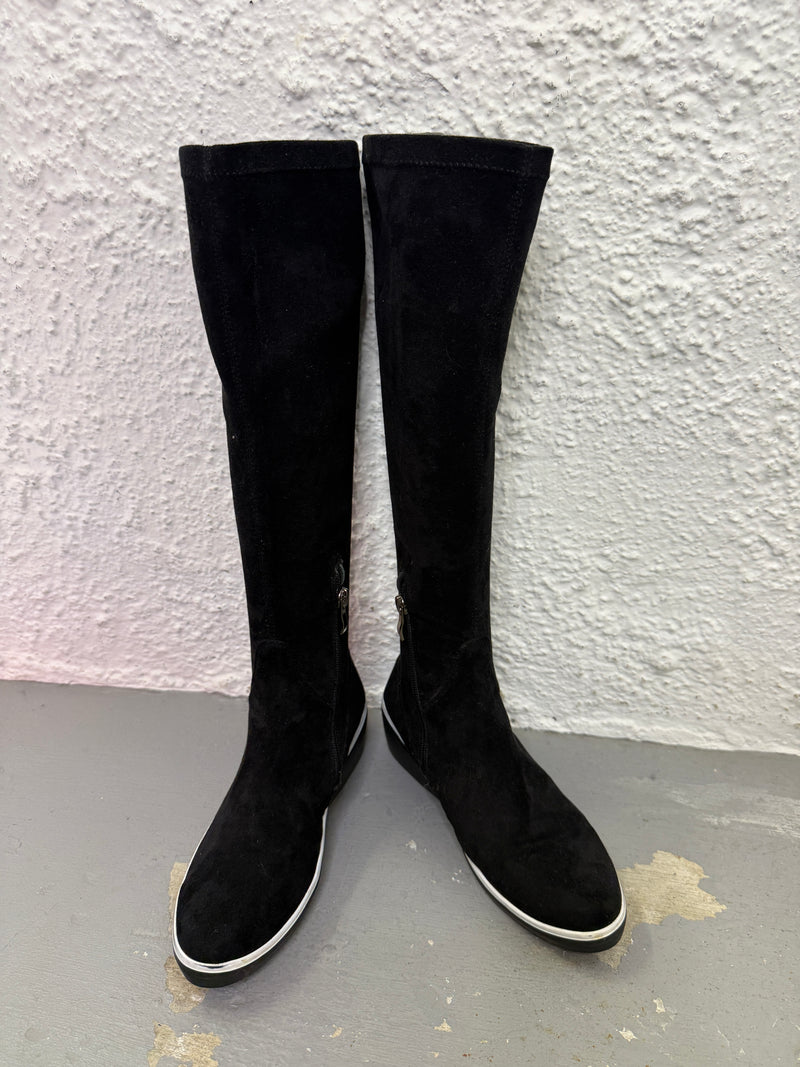 Minx Black Micro Suede Jessie Boots Sz 37😀28/8