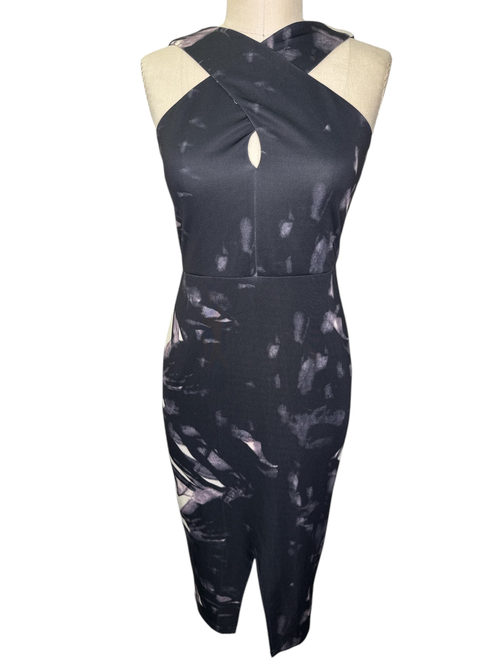 Levora Black/Off-White Abstract Print Dress Sz 10 ⭐️⭐️⭐️