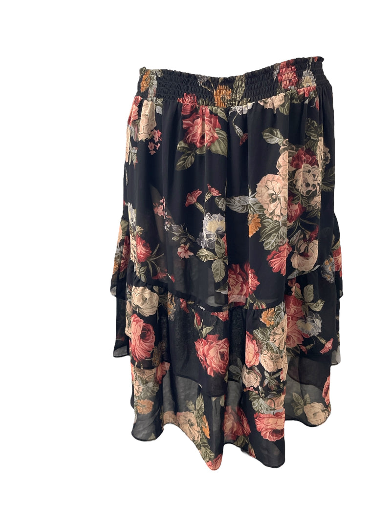 Gloss Black Floral Skirt Sz 20 💛