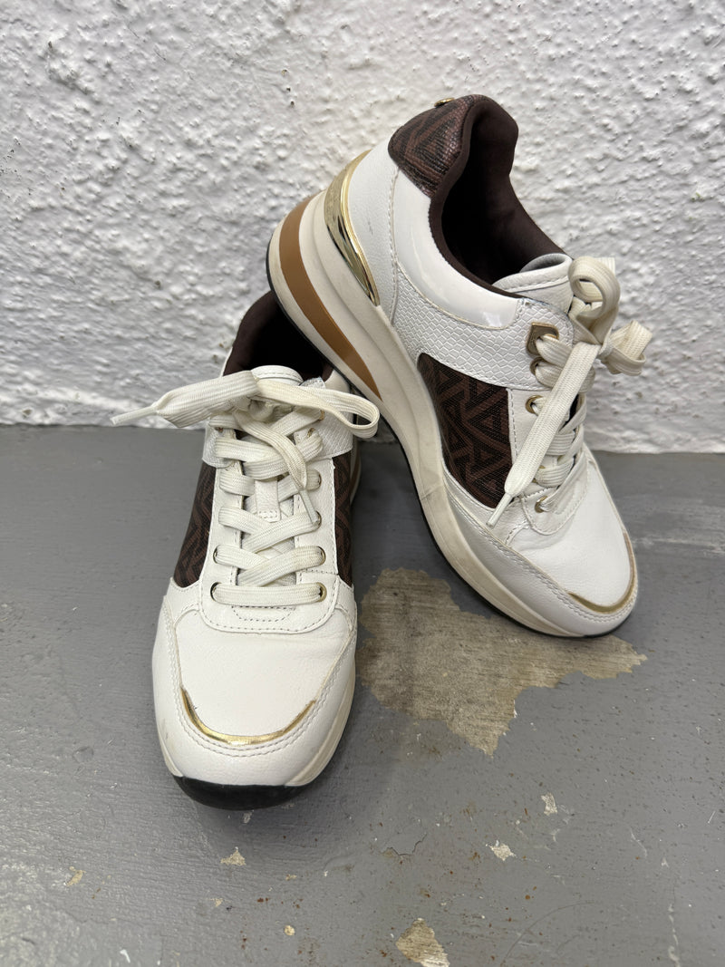 Aldo Off-White/Brown Platform Sneakers Sz 36😀4/9