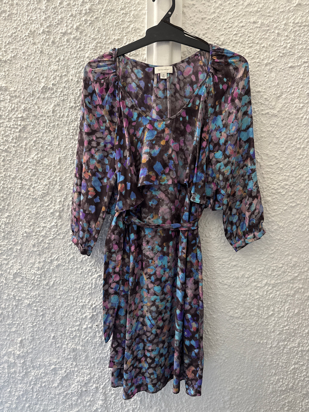 Witchery Grey/Blue/Purple Silk Dress Sz 6 😀19/5