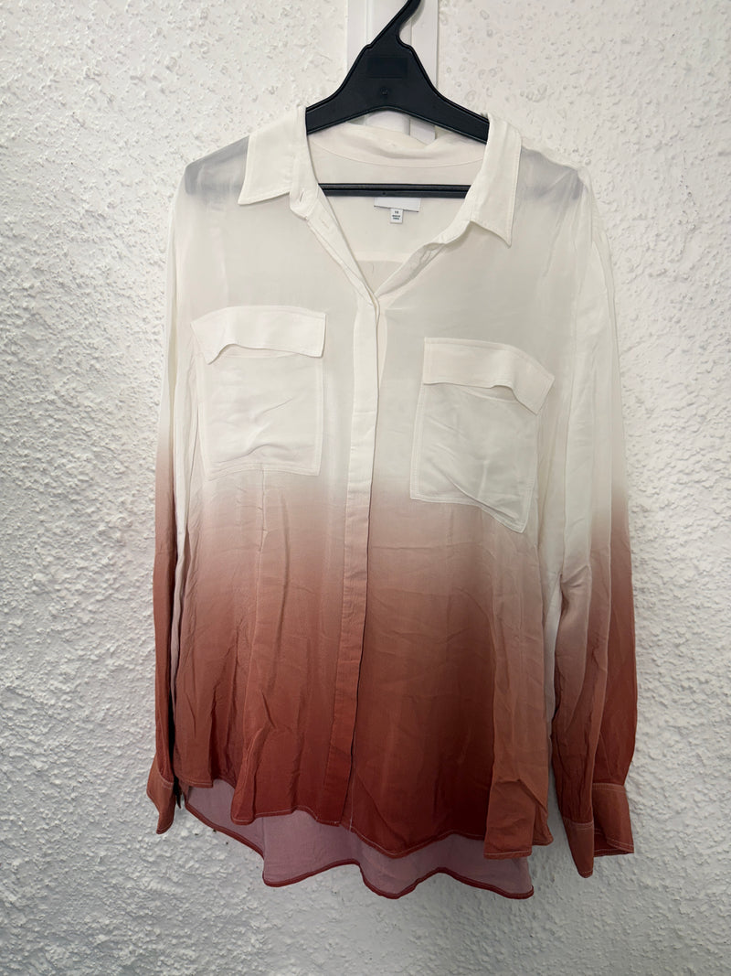 Witchery White/Rust Ombré Viscose Shirt Sz 16😀8/9