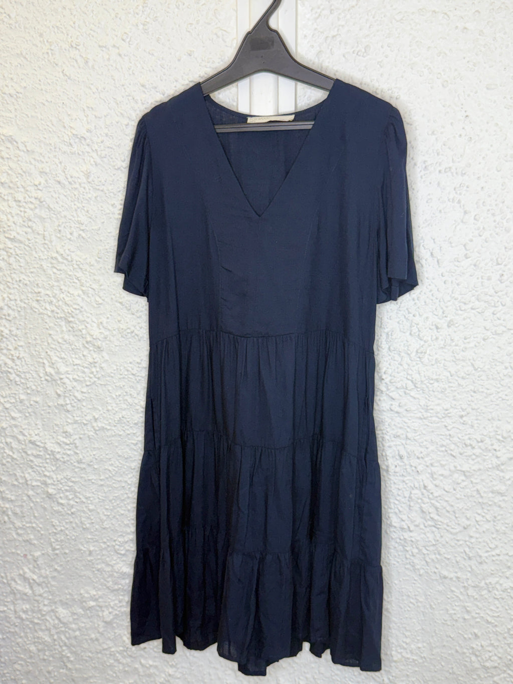 Foxwood Navy Viscose/Cotton Tiered Dress Sz 10😀6/10