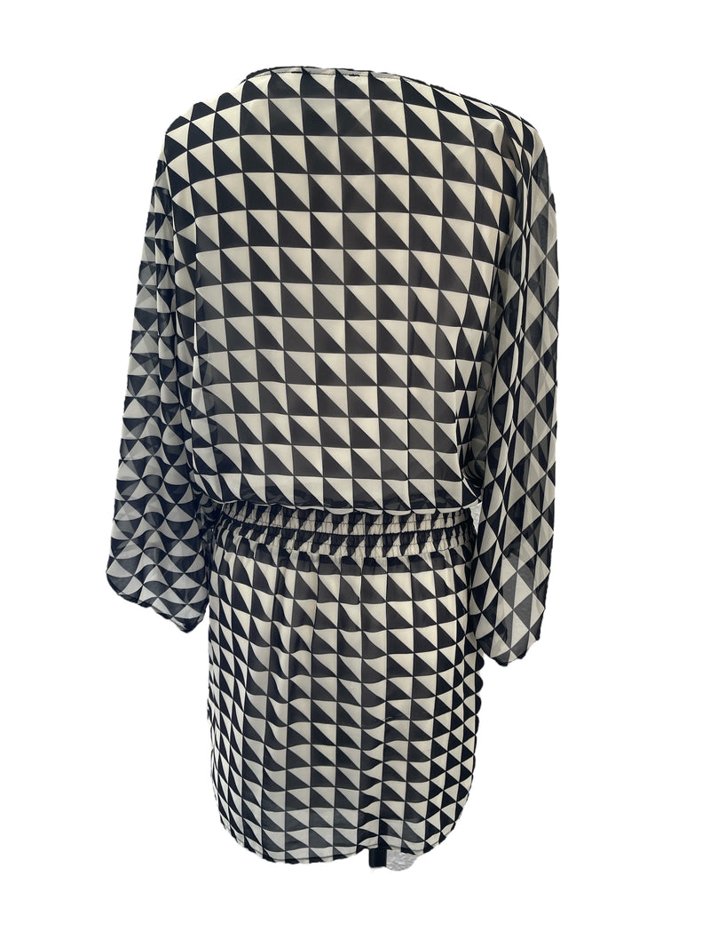 Augustine White/ Black Geometric Print Dress Sz M 💚