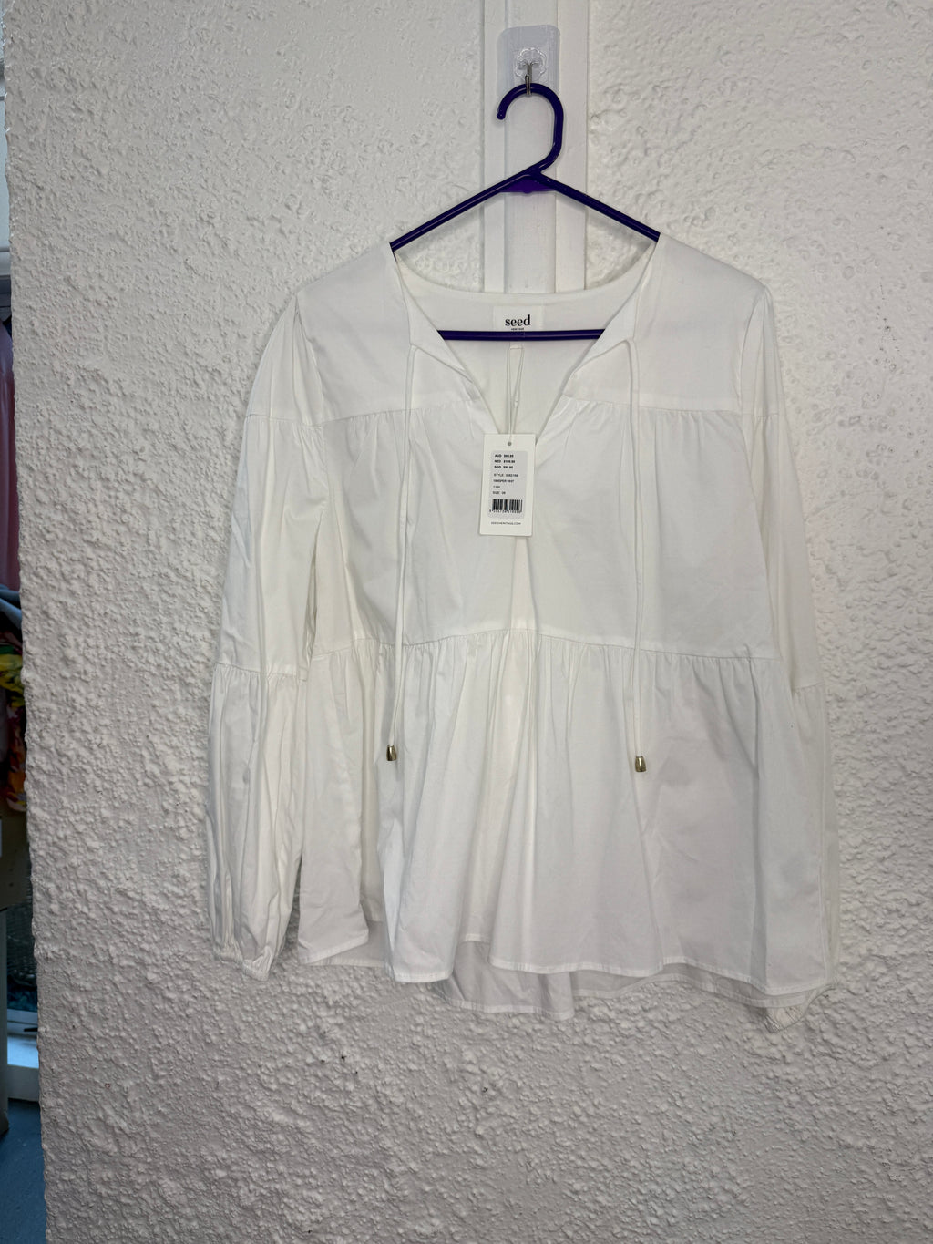 Seed White Cotton Top Sz 8 NEW!😀15/9