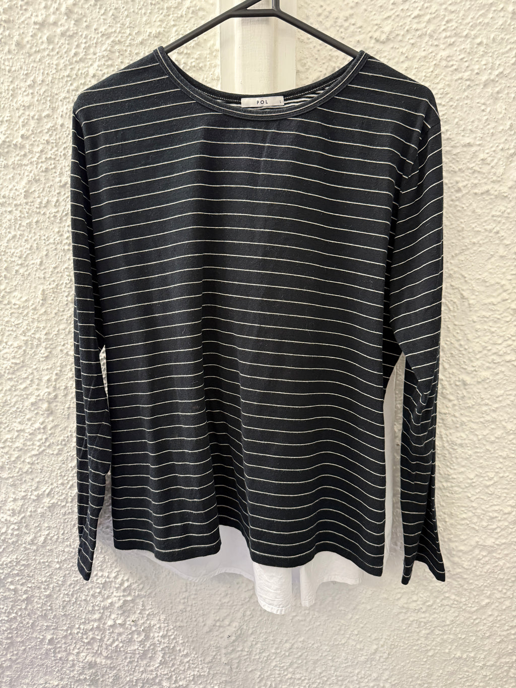 Pol Black/White Striped Cotton Top Sz XL😀22/5