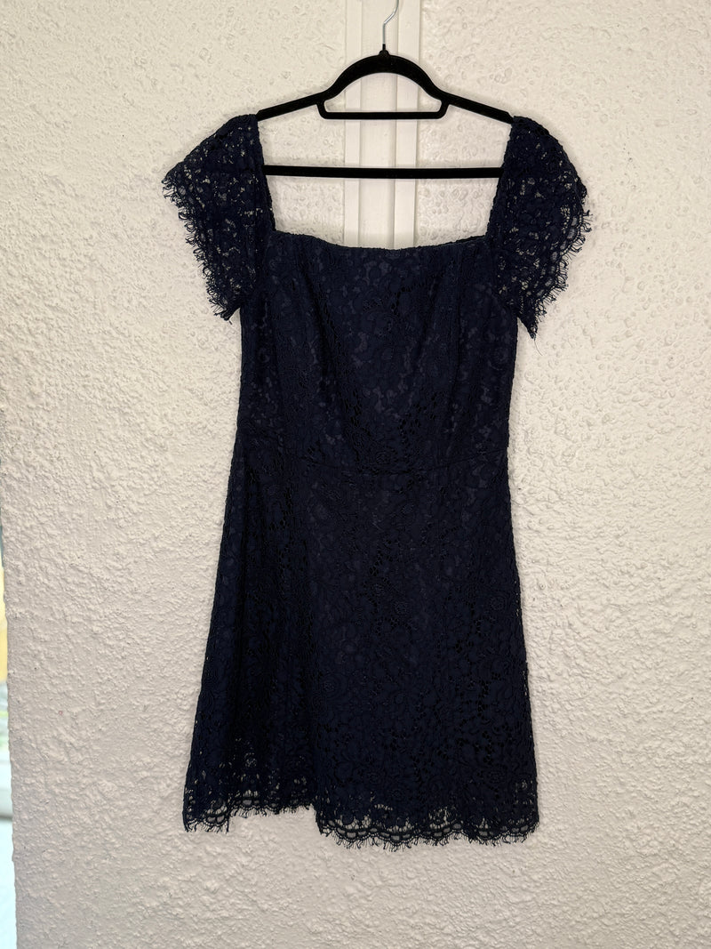 Portmans Navy Cotton Blend Lace Dress Sz 12😀10/11