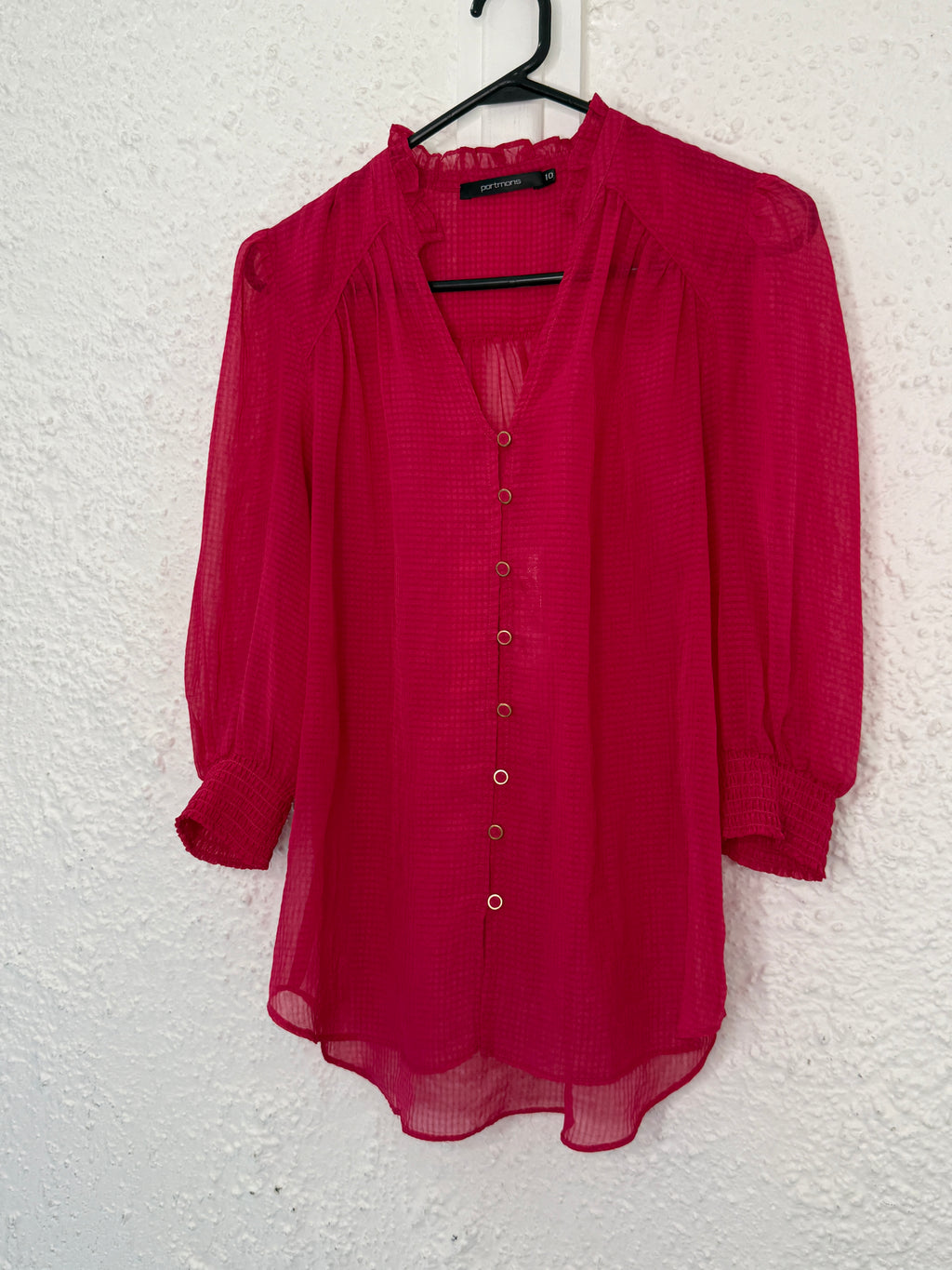 Portmans Sheer Hot Pink Top Sz 10😀18/9