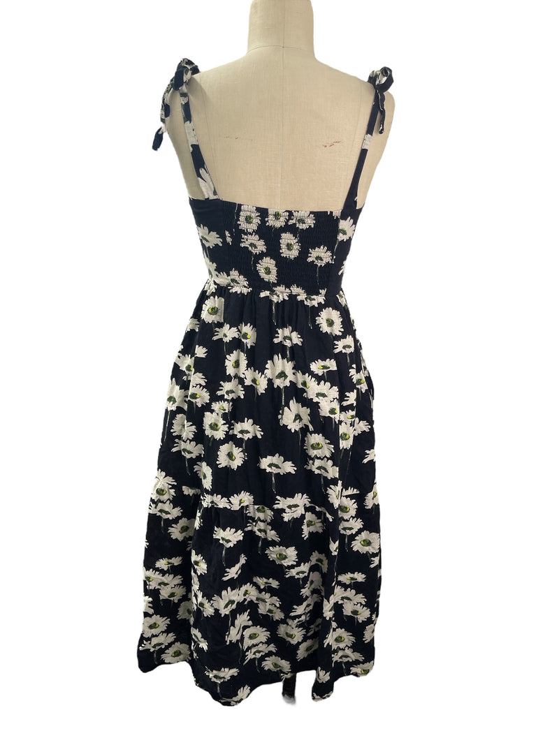 Urban Outfitters Black Floral Midi Dress Sz S 💚