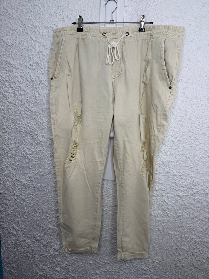17 Sundays Beige Ripped Cotton Pants Sz 20😀12/6