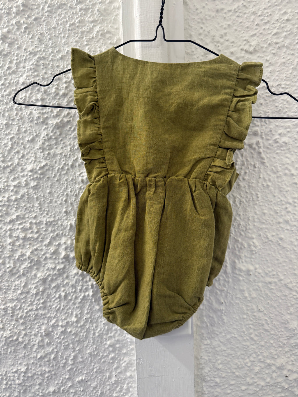 3 Kids items: Jamie Kay beige cotton top Sz 4 yrs/Peggy khaki cotton/linen rompers 6-12 mo/Sienna Blair Beige cotton romper Sz2 😀8/12