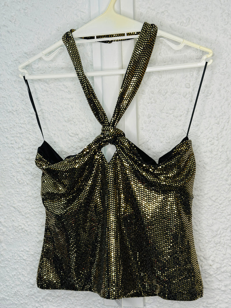 Dazie Gold Sequin Halter Top Sz 16  NEW!😀5/5