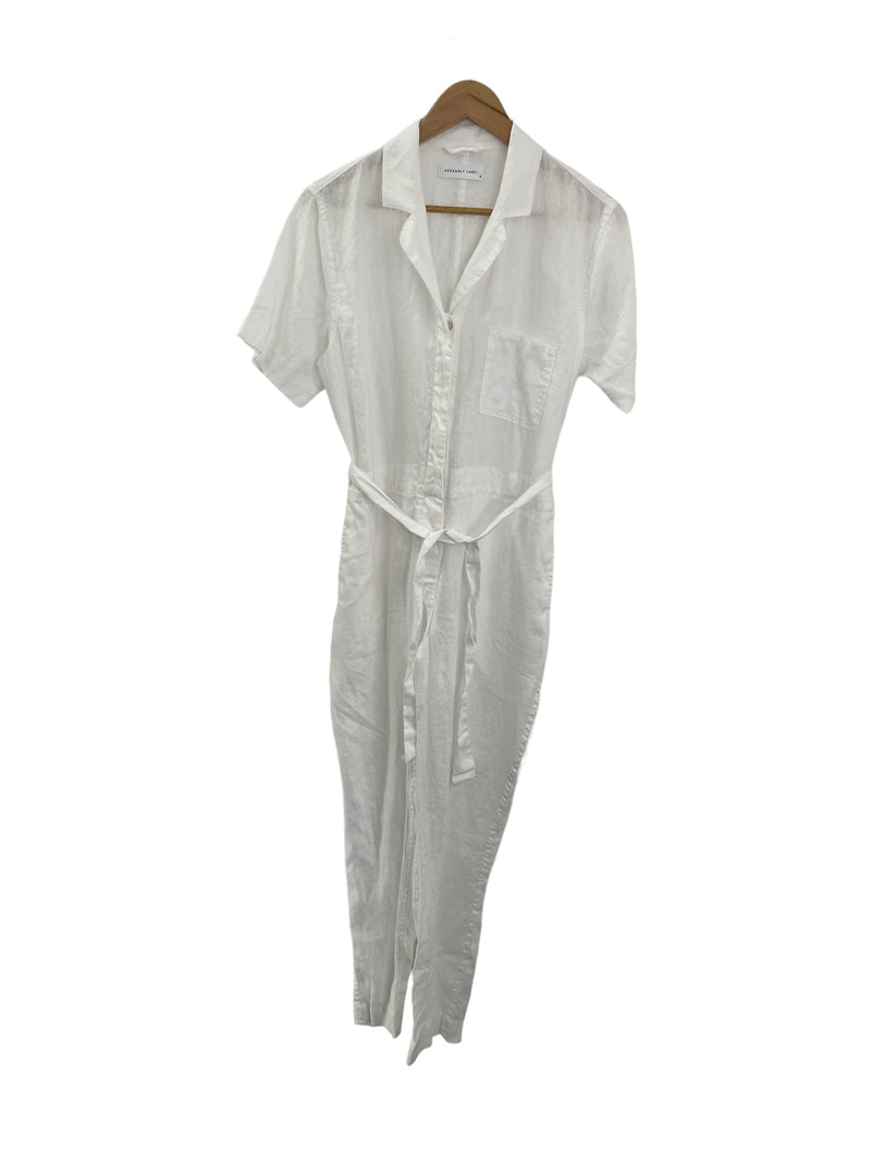 Assembly Label White Linen Jumpsuit Sz6 🩷