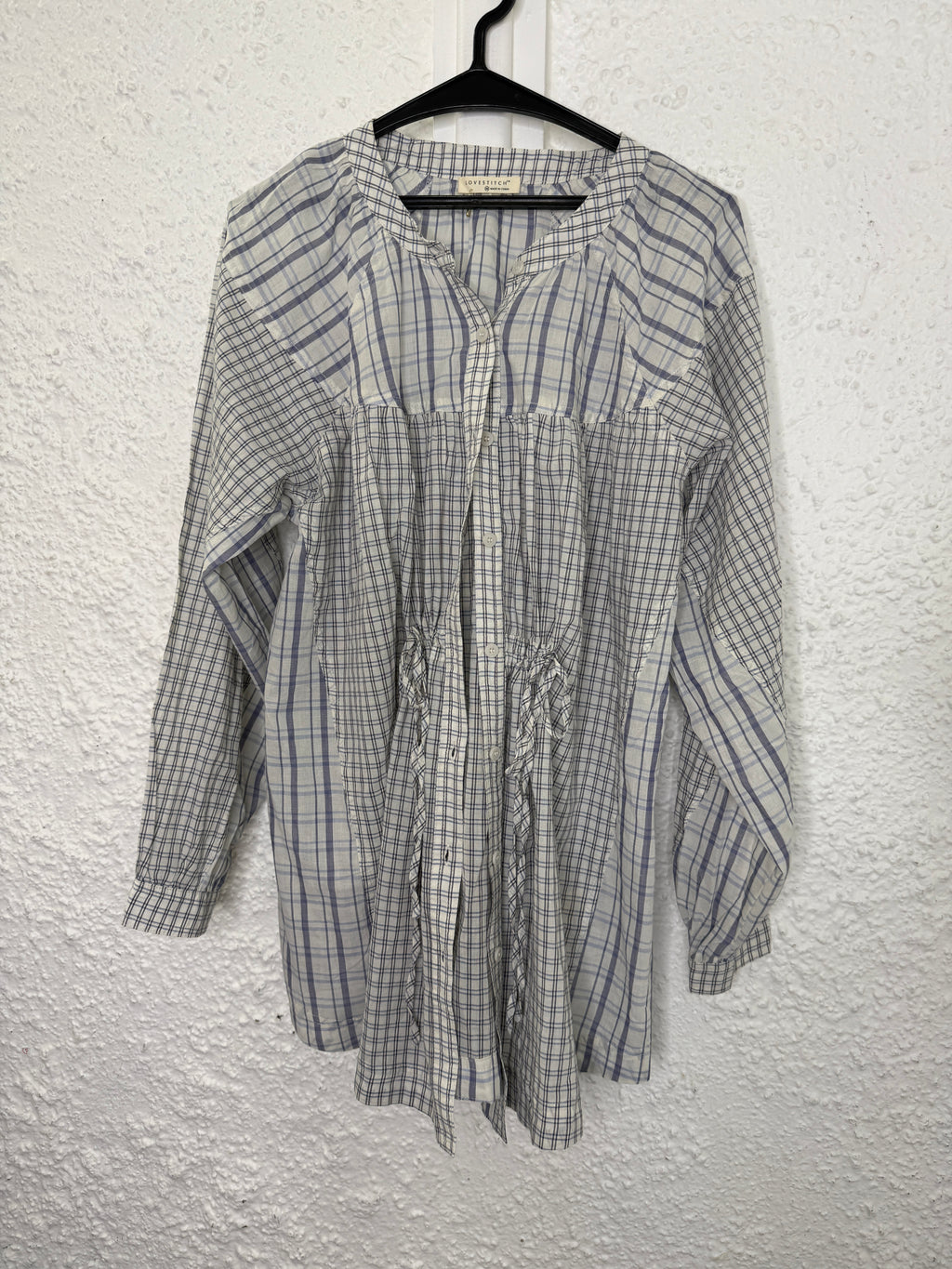 Lovestitch Blue/White Cotton Plaid Top Sz L NEW! 😀25/8