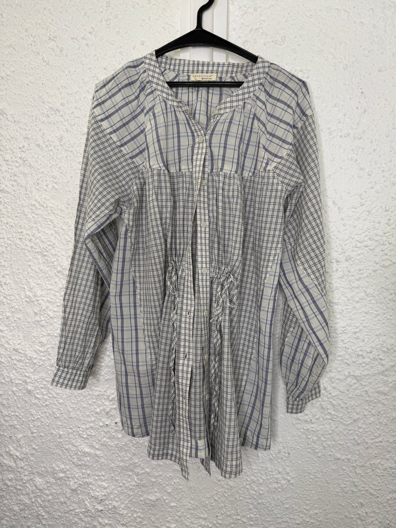 Lovestitch Blue/White Cotton Plaid Top Sz L NEW! 😀25/8