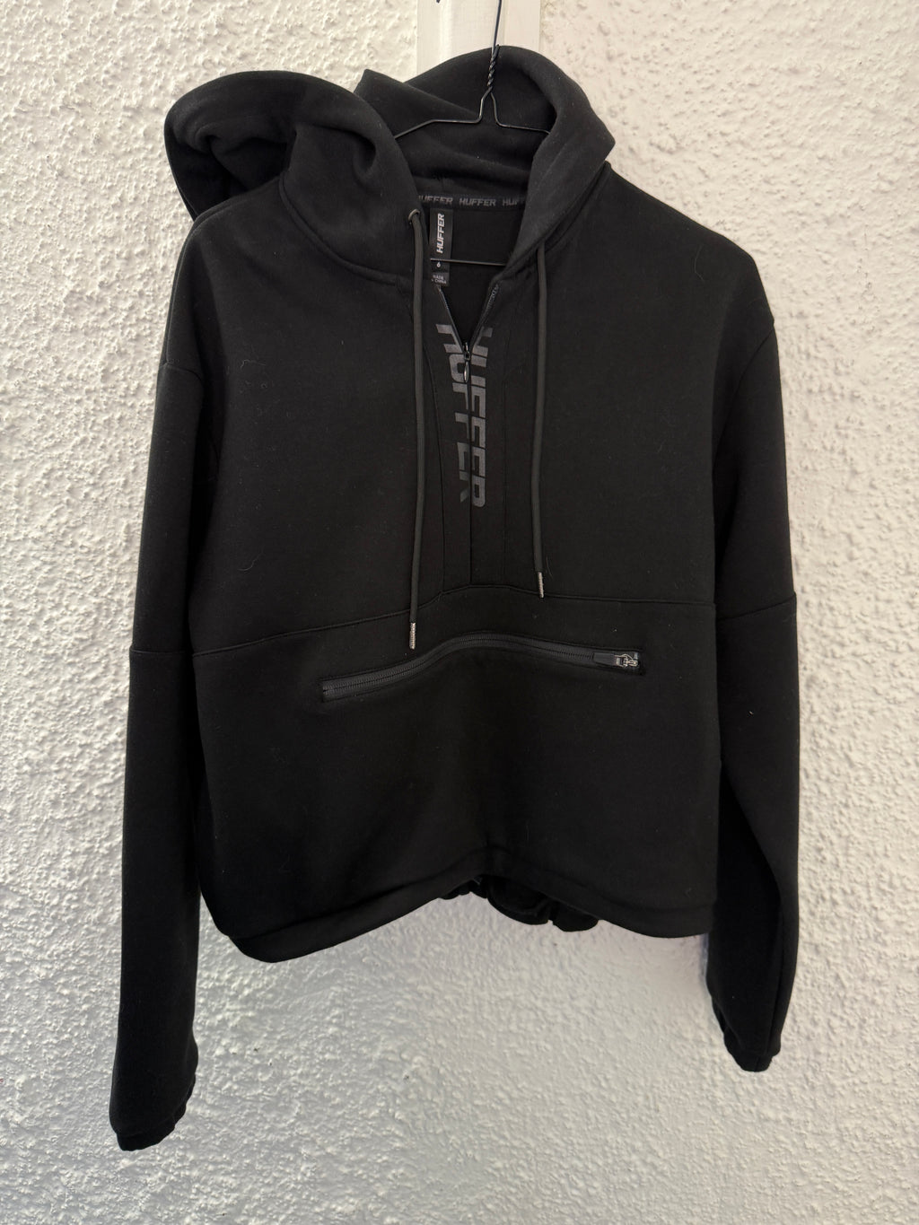 Huffer Black Half-Zip Hoodie Sz 6😀3/7