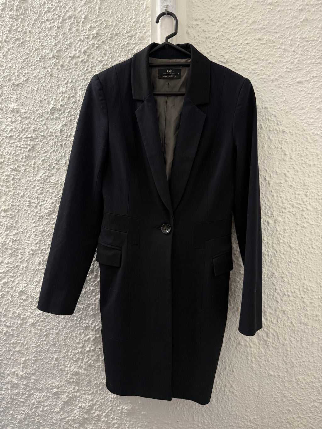 Cue Black Viscose Blend Coat Sz 8 😀28/7
