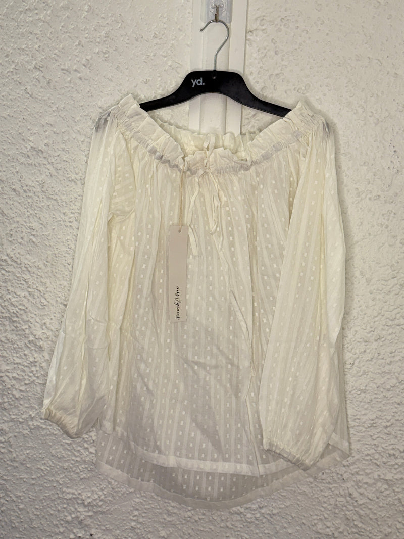 Airs & Graces Faithful White Off-Shoulder Cotton Top Sz M NEW!😀13/10