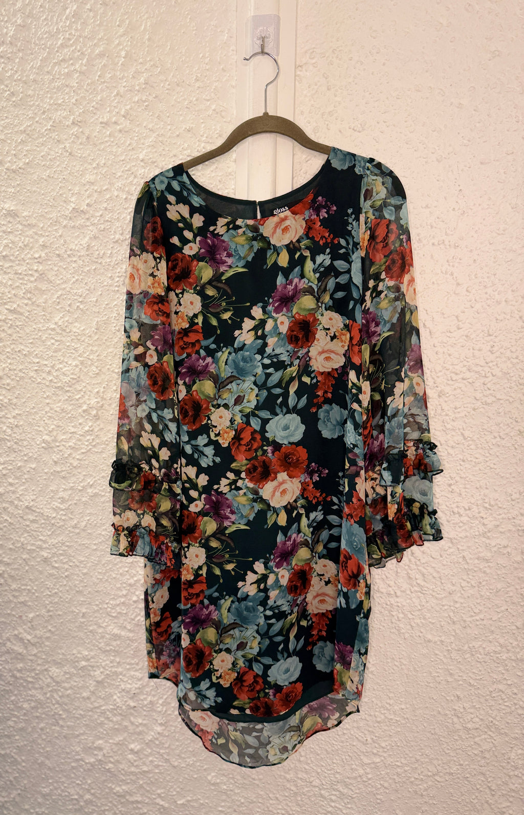 Gloss Emerald Floral Dress Sz 8😀20/10