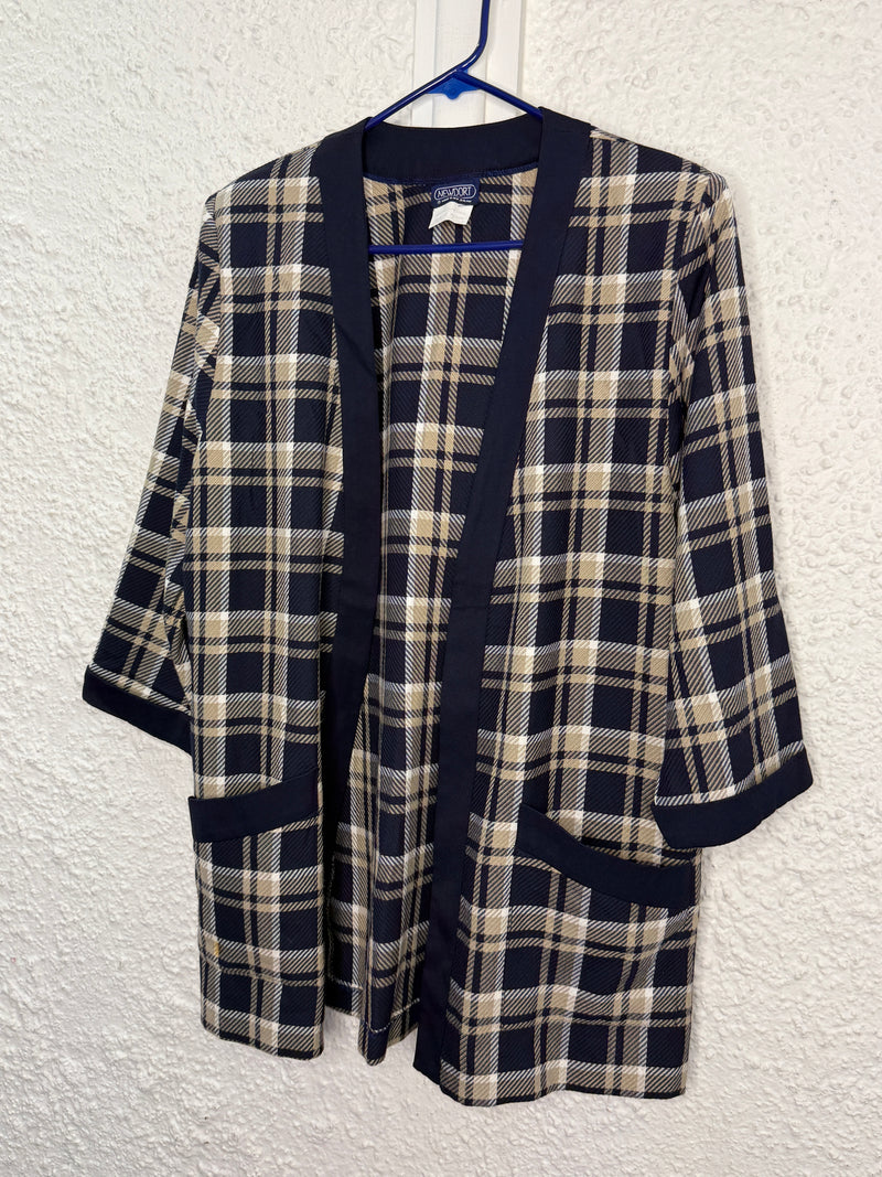 Newport Navy Tartan Print Viscose Blend Blazer Sz 18😀15/9