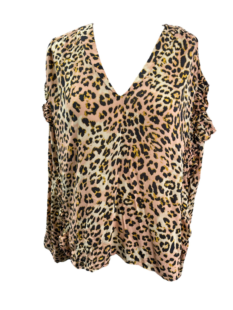 Country Road Pink Animal Print Top Sz 16 🩷