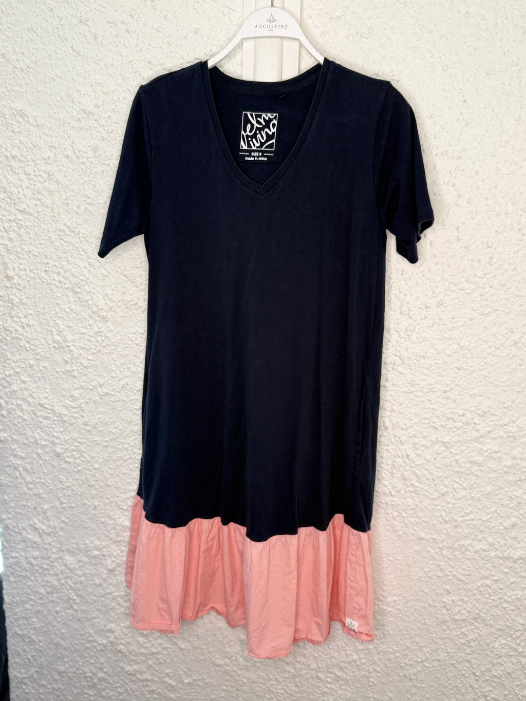 Elm navy/pink trim cotton dress Sz 6😀8/12