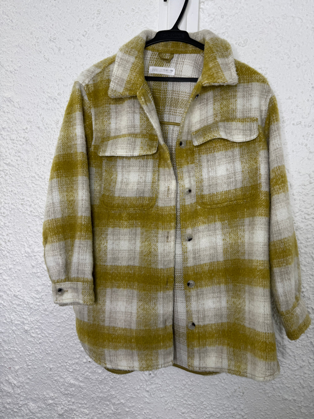 KIDS Zara Kids Moss/Beige Plaid Shacket Sz 11-12 yrs 😀25/8