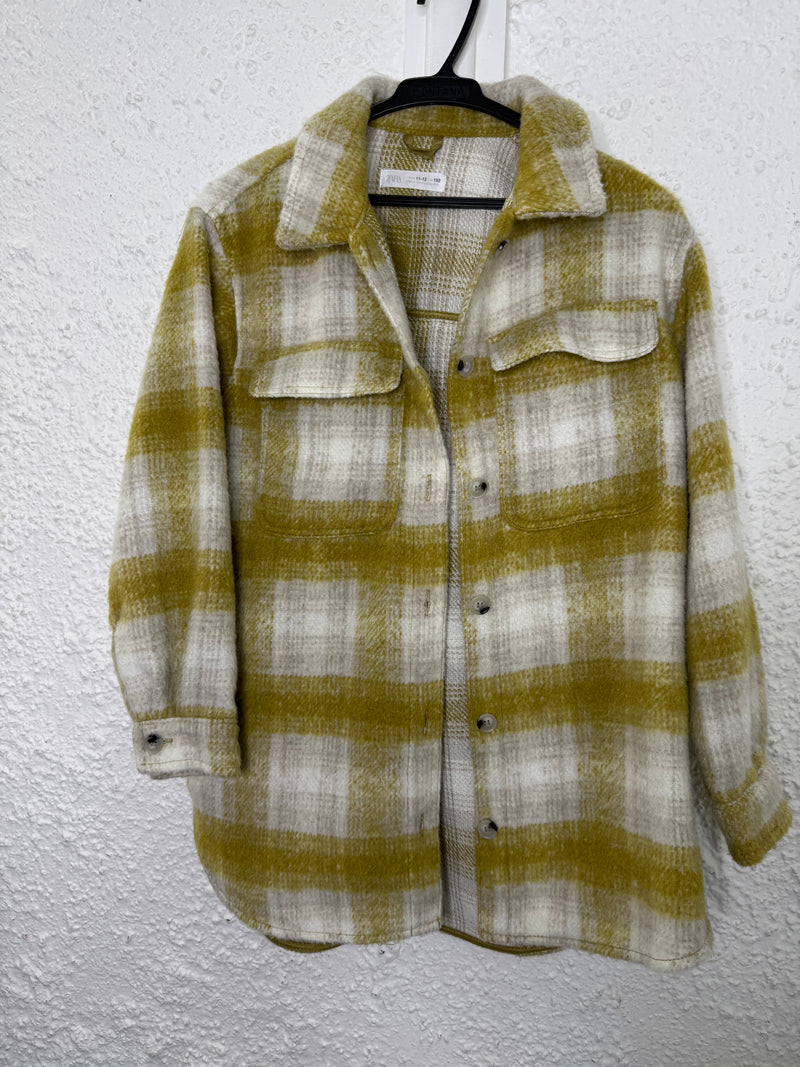 KIDS Zara Kids Moss/Beige Plaid Shacket Sz 11-12 yrs 😀25/8