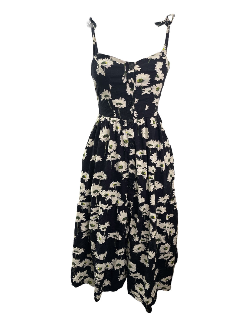 Urban Outfitters Black Floral Midi Dress Sz S 💚