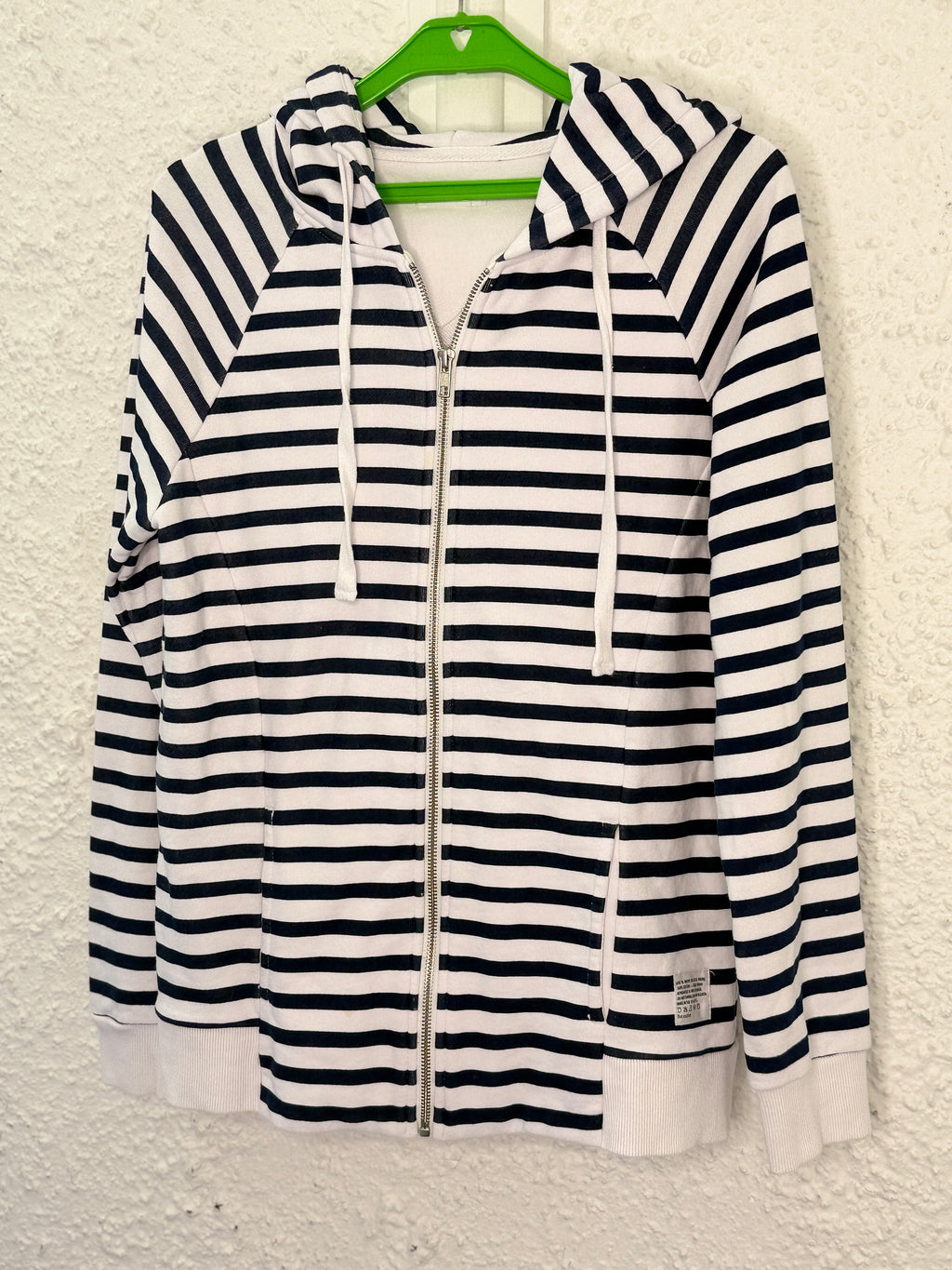 Five Each navy/white striped cotton hoodie Sz XS😀11/12