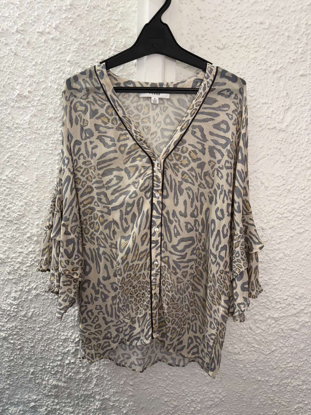Verge Sahara Viscose Ruffled Sleeve Shirt Sz S😀17/4