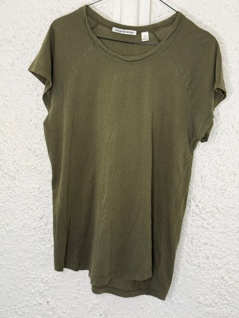 Country Road Khaki Cotton Top Sz XS😀28/8