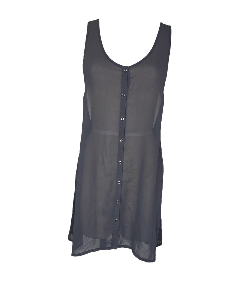 Moochi Dark Grey Sheer Slip Dress Sz 14 💛