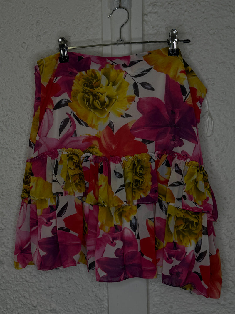 Augustine Pink/Yellow Floral Frill Skirt Sz XL (best fit Sz 14-16)😀22/9