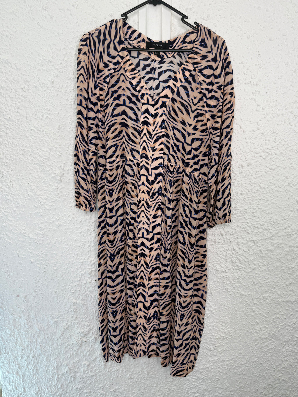 Verge Phoenix Nude/Blue Viscose Dress Sz S😀18/9
