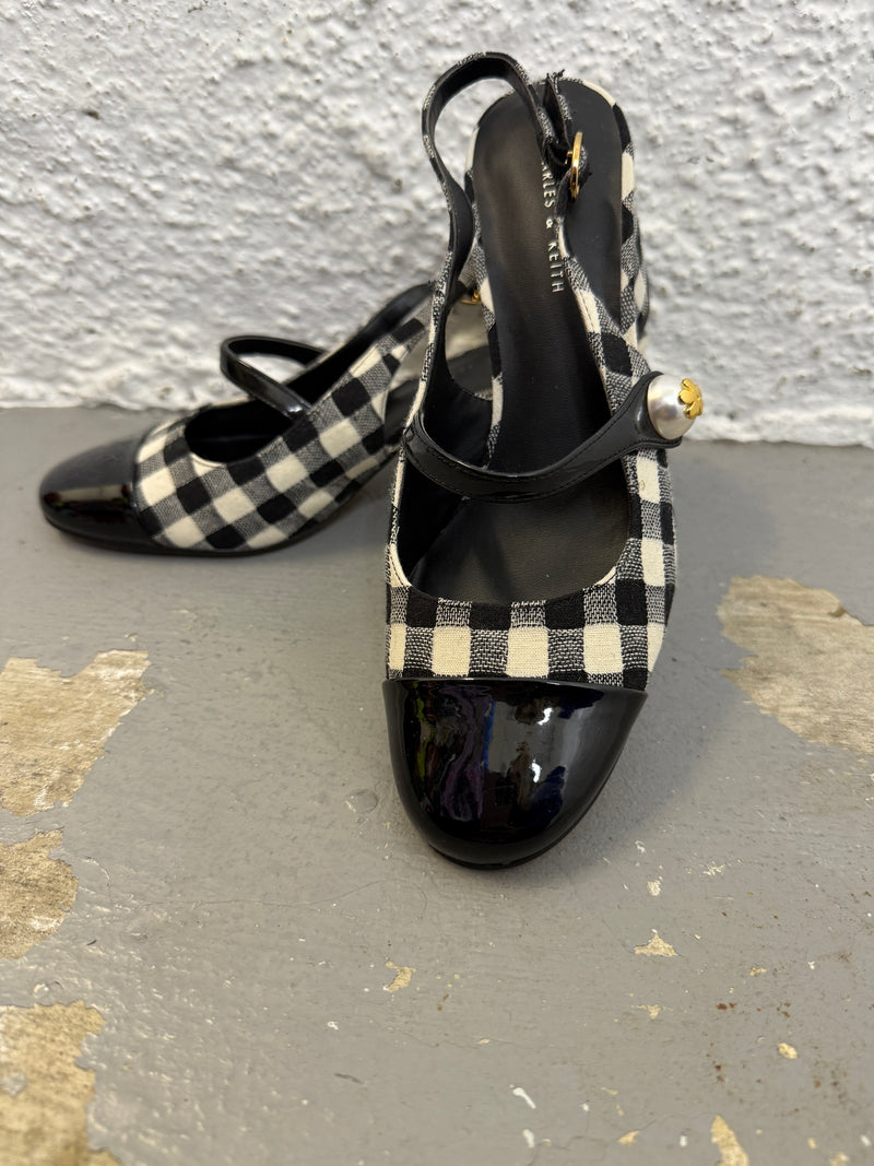 Charles & Keith Black/White Checkered Heels Sz 36😀15/9