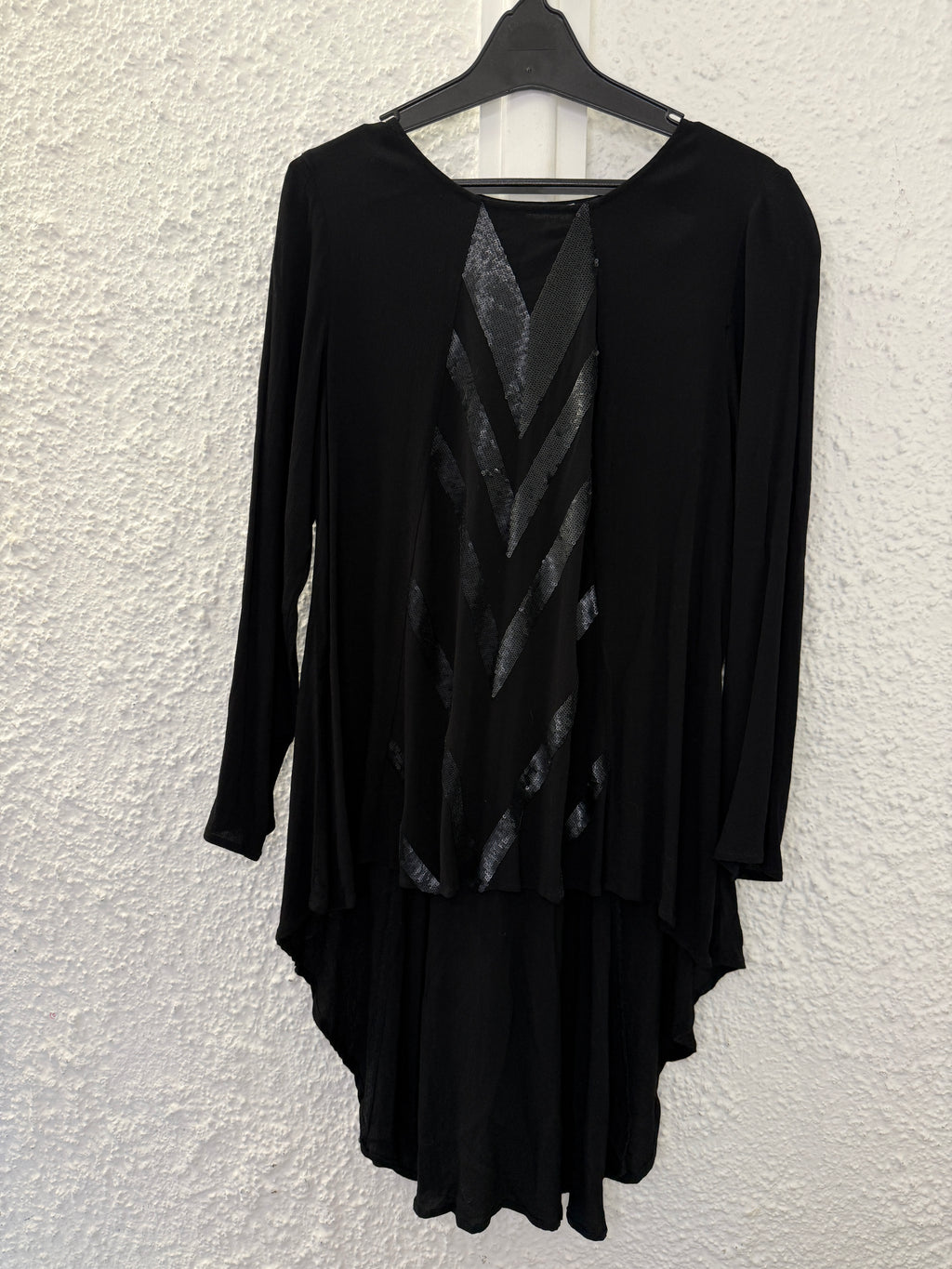 Leoni Black Cotton Sequinned Tunic Sz M 😀17/7