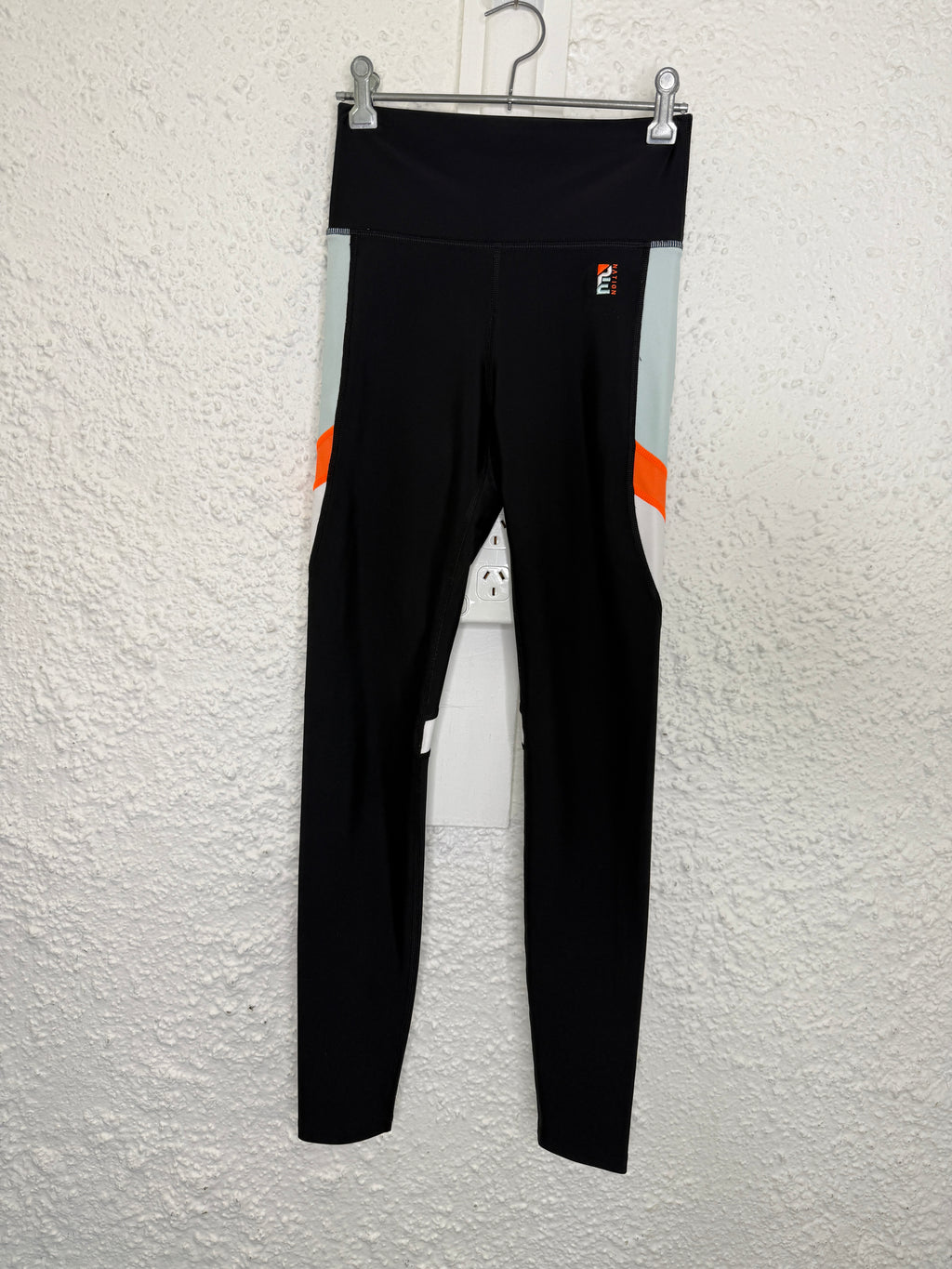 PE Nation Black Grey/White/Orange Insert Leggings Sz S😀28/8