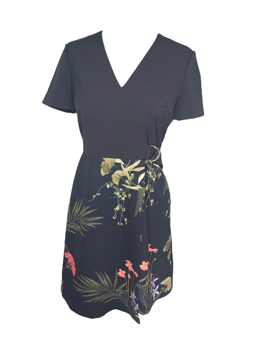 Ted Baker Black/Floral Dress Sz 2 (best fit Sz 8-10) 💚