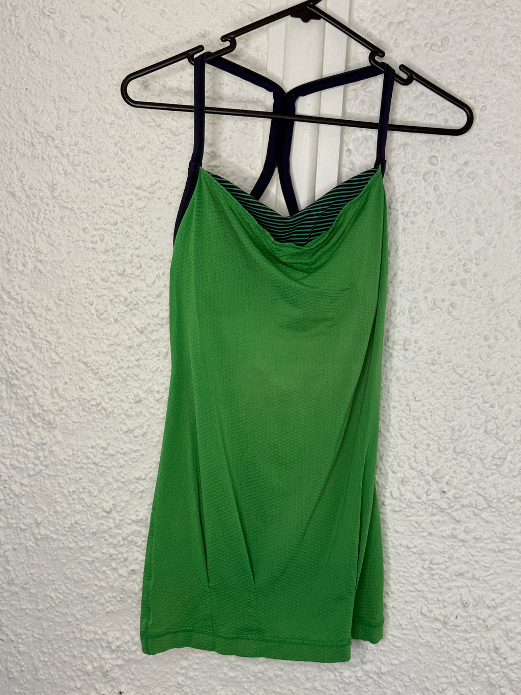 Lululemon Green/Navy Striped Sports Top (with attached sports bra) No Sz NZ (Best fit Sz 8)😀28/8