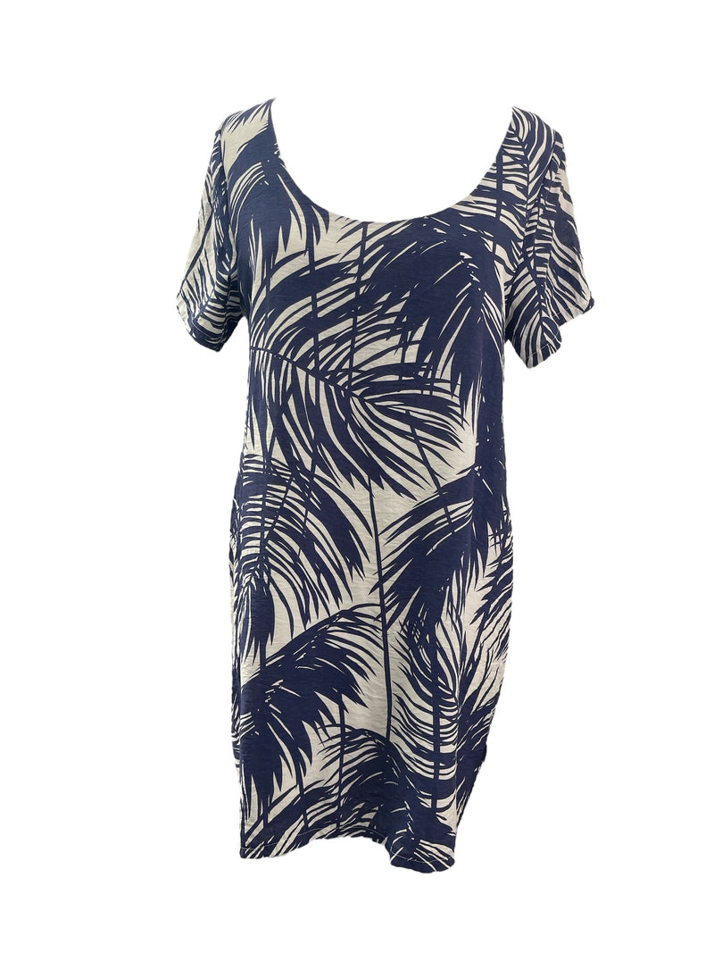 Home-Lee Navy/White Jungle Print Dress Sz 12 💛