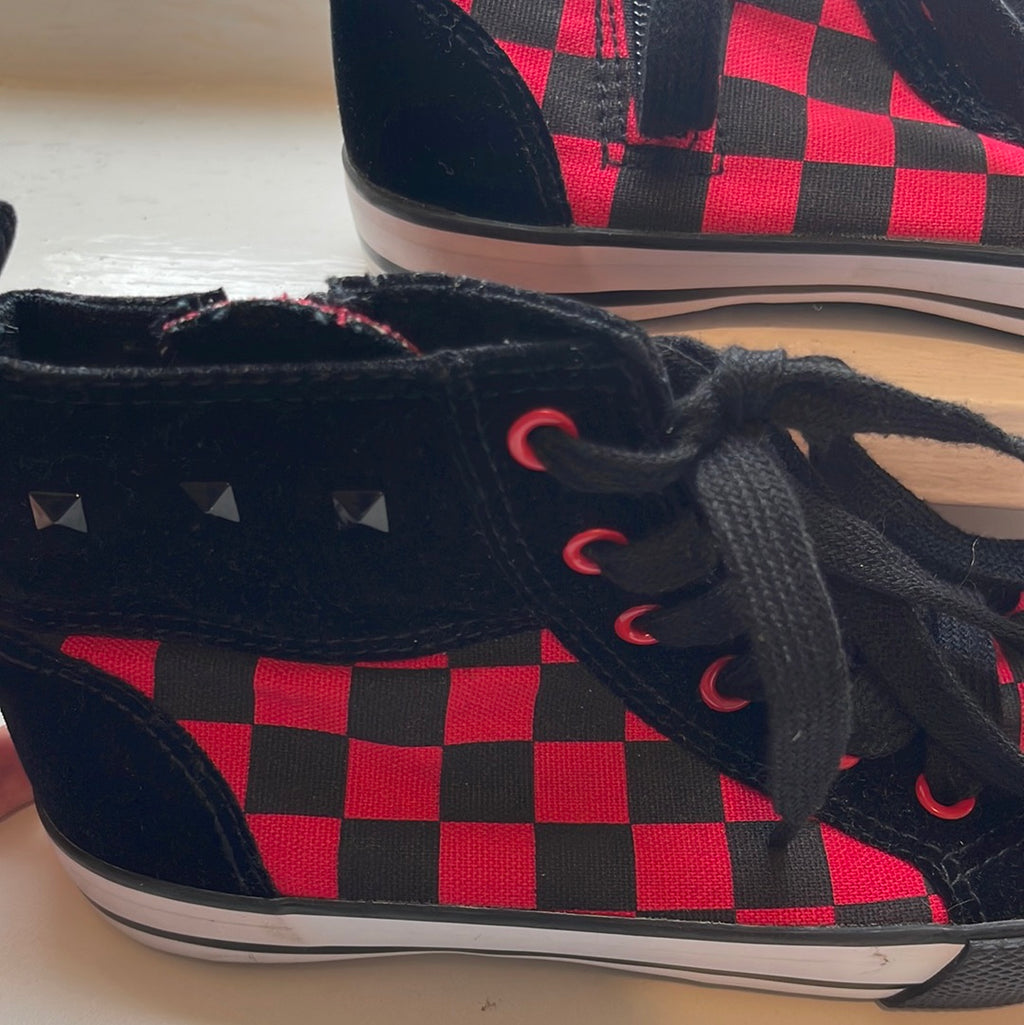 KIDS Pumpkin Patch Red/Black Checkered Sneakers Sz 12