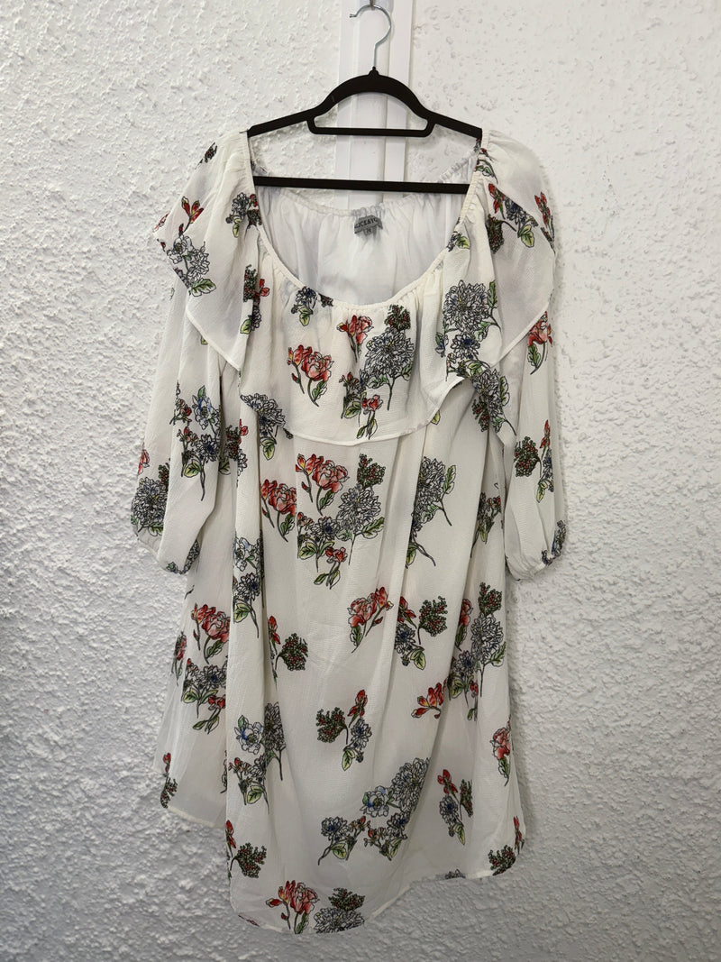 Alice & You White Floral Off-Shoulder Dress Sz 24😀13/11